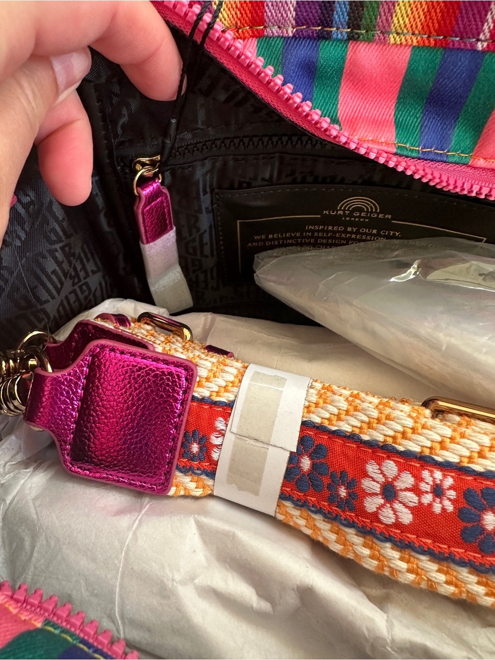 Kurt Geiger London Rainbow Fuchsia Southbank Small Shopper Tote NWT - Picture 12 of 16